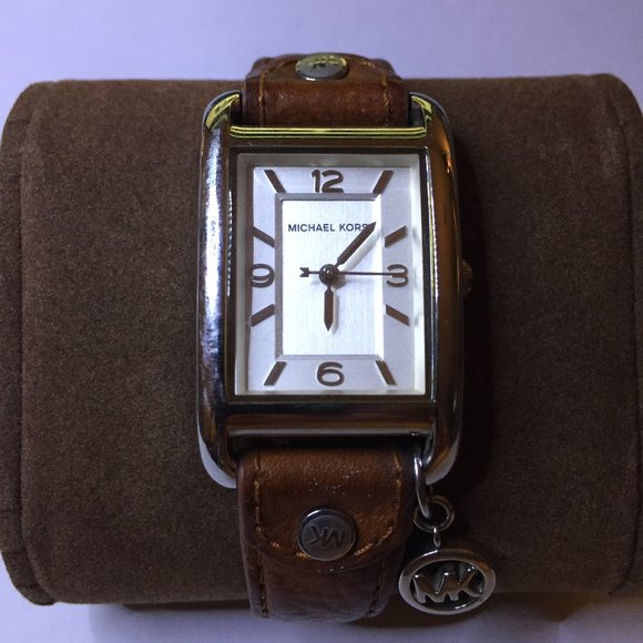 MICHAEL KORS Ladies Brown Leather Strap Watch - Picture 1 of 4
